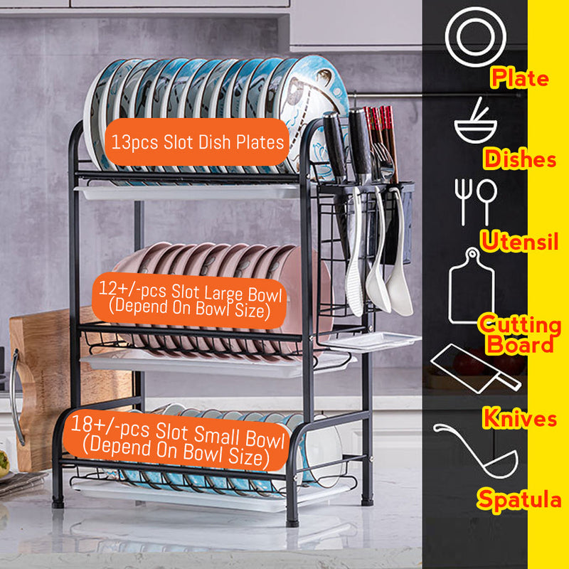 idrop [ 2 LAYER / 3 LAYER ] Kitchen Household Multifunction Utensil & Tableware Dishrack Storage Shelf Rack / Rak Pinggan Mangkuk bertingkat / 2层/3层 厨房家用多功能餐具餐具碗碟架储物架置物架