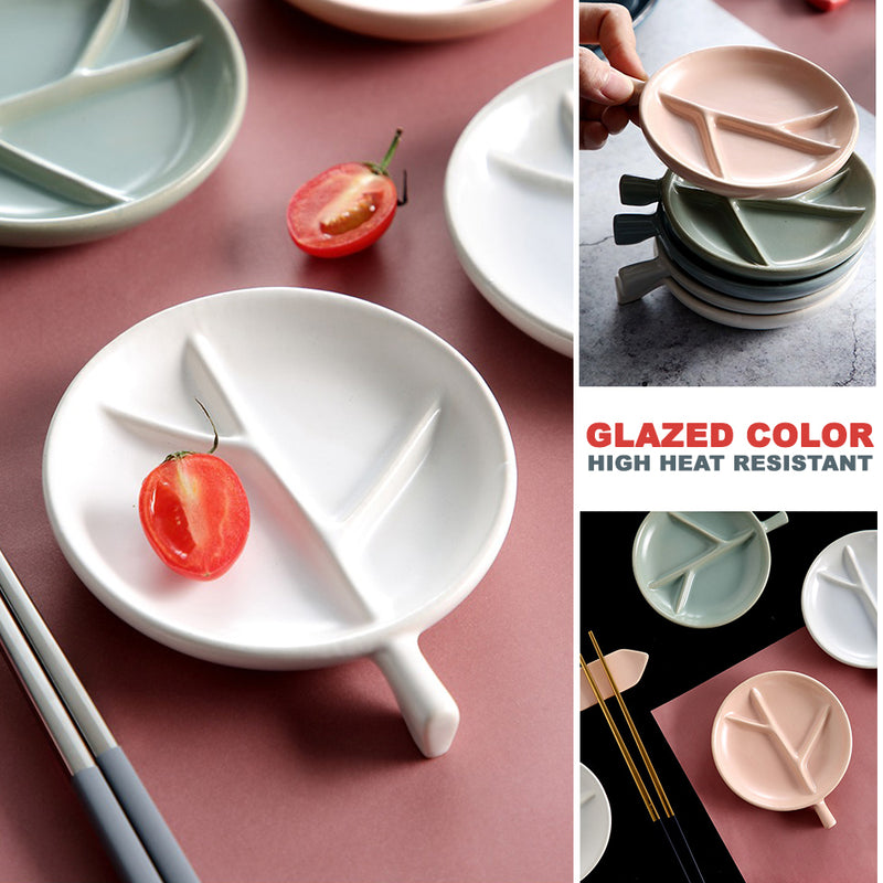 idrop Ceramic Seasoning Saucer Plate Leaf Design / Piring Seramik Penghidang Perencah Perasa / 陶瓷碟 4.5^树叶分格陶瓷调味碟11.5*9.5CM