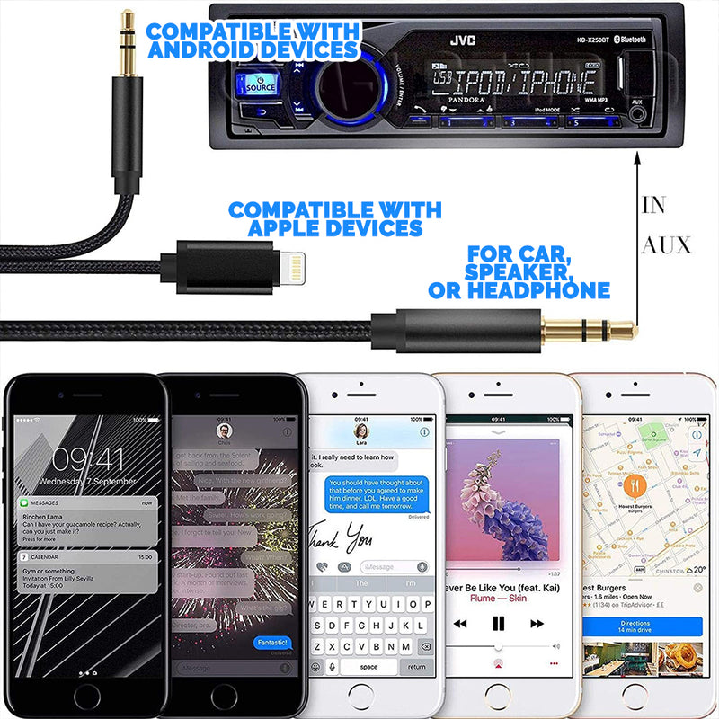 idrop 2 IN 1 AUX 3.5mm Audio Cable Compatible with Apple & Android Devices