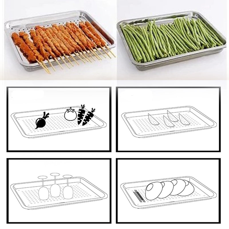 idrop Rectangular Aluminium Kitchen Food & Drainage Tray [ 28.5 x 38.5cm ]