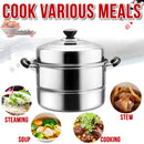 idrop [ 40CM ] 2 Layer Stainless Steel Steamer Cooker / Periuk Kuali Masak Stim / 40CM加厚双碟蒸锅(正利)