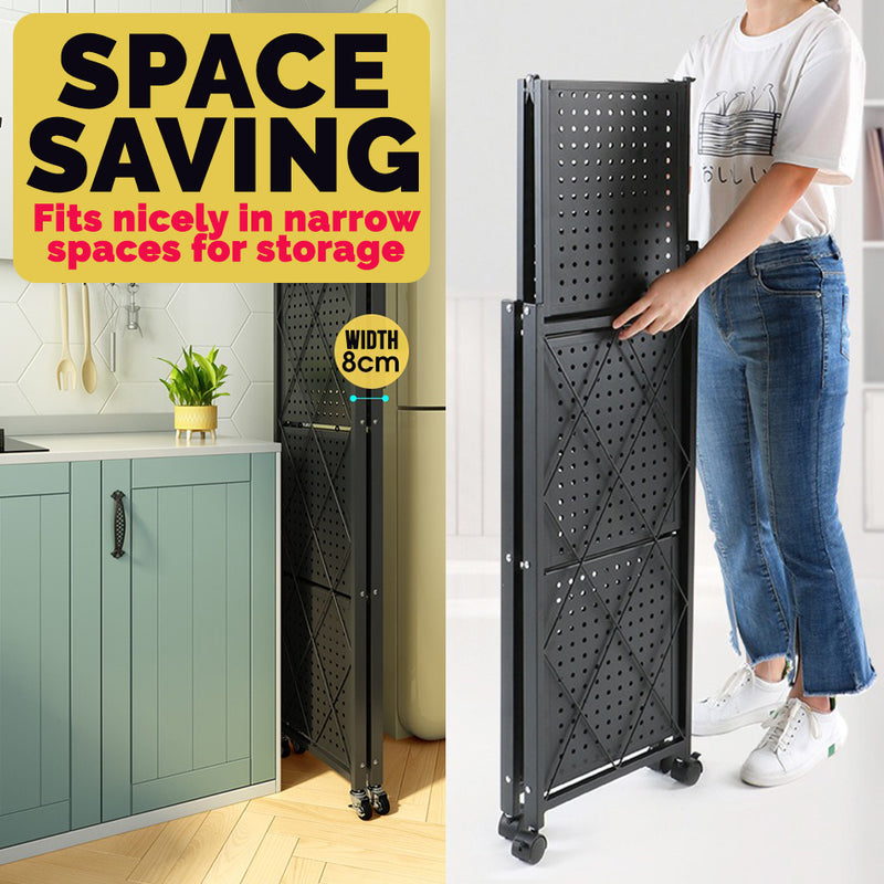 idrop 3 LAYER Foldable Portable Space Saving Kitchen Storage Shelf Rack