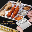 idrop [ 20cm x 21cm ] SUS304 Stainless Steel 4 Grid Compartment Korean Style Food Tray / Dulang Makanan Keluli Tahan karat / 20*21*2CM不锈钢四格韩式格盘(餐盘 )(304)