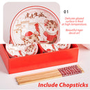 idrop [ 6PCS SET ] Chinese New Year Prestigious Tiger Ceramic Bowl Set with Chopsticks / Set Mangkuk Seramik Bersama Penyepit Makan Kayu /  陶瓷套装 虎虎生威6碗6筷陶瓷套装 (虎虎放 鞭炮)