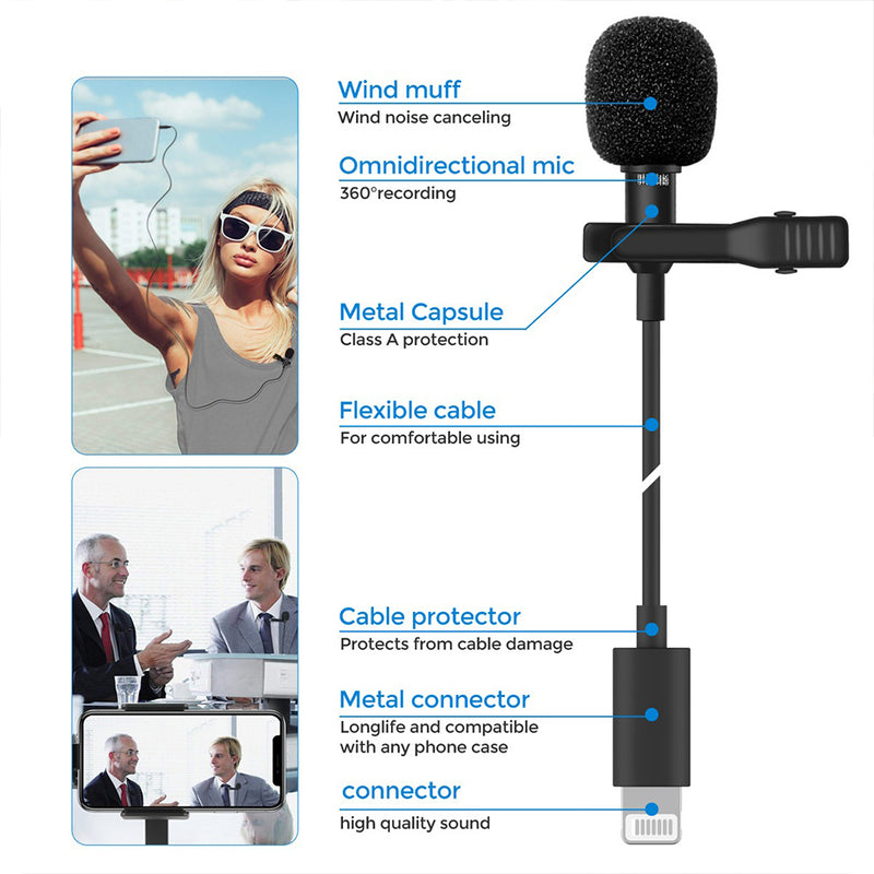 idrop Lavalier Microphone Plug & Play for Digital Recording Compatible with Apple Devices