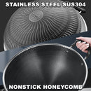 idrop [ 45CM ] Nonstick Honeycomb Kitchen Cooking Wok with Lid Cover / Kuali Masak Tidak Lekat & Penutup Kuali / 45CM双耳不粘炒锅(组合盖 )(304)(厨得乐GDL/COOKWARE)