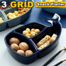 idrop [ 3 Grid ] Whale Shape Design Ceramic Plate / Pinggan Seramik Bentuk Ikan / 陶瓷碟 鲸鱼分格陶瓷盘(格)
