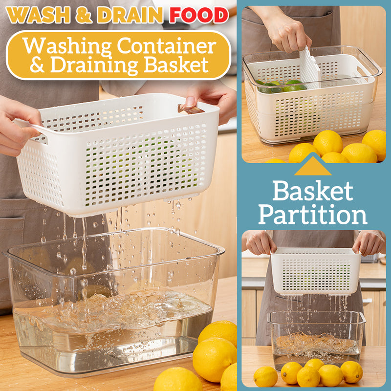 idrop [ 3.5L ] Household Kitchen Leakproof  Drain Basket Box for Fruit & Vegetable Washing and Cleaning