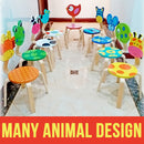 idrop Children Wooden Study Sitting Stool Chair with Animal Design