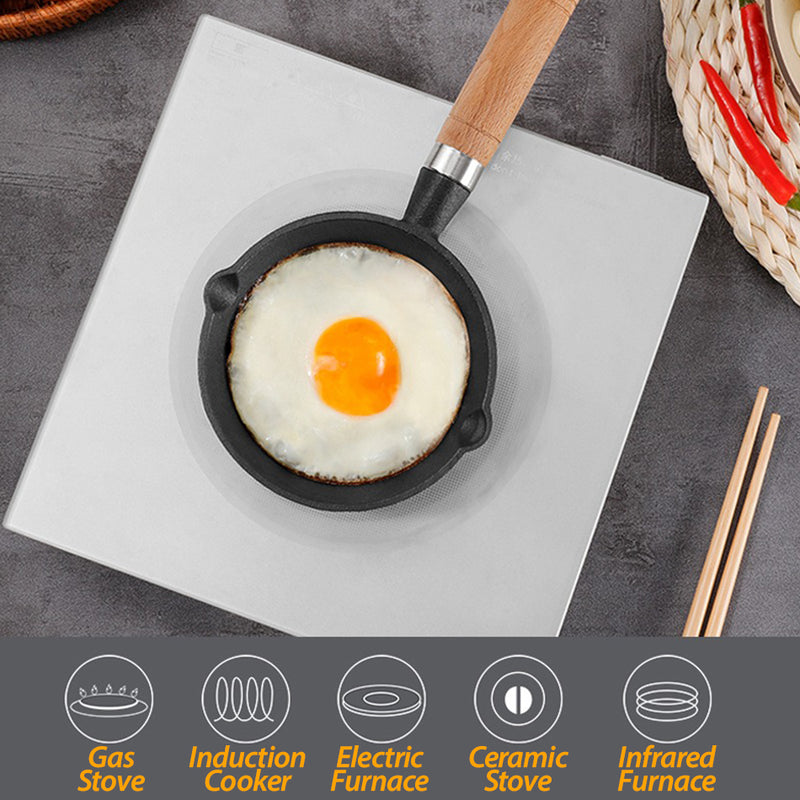 idrop [ 10CM ] Cast Iron Pan With Wooden Handle / Periuk Masak Besi 10CM / 10CM泼油小锅(木柄铸铁锅)