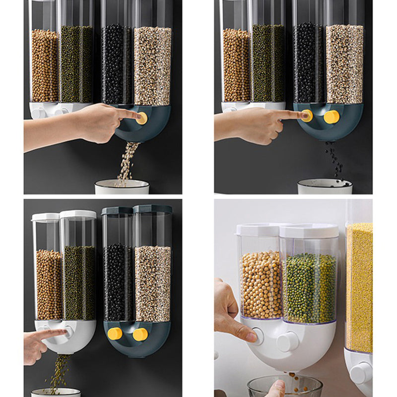 idrop 2 IN 1 Wall Mount Cereal Grain & Bean Storage Dispenser