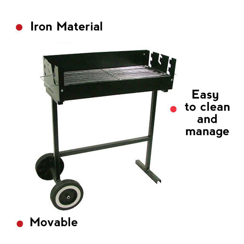 idrop HZA 7 Portable BBQ Frame Standing Grill Stove Moving Barbecue Cart