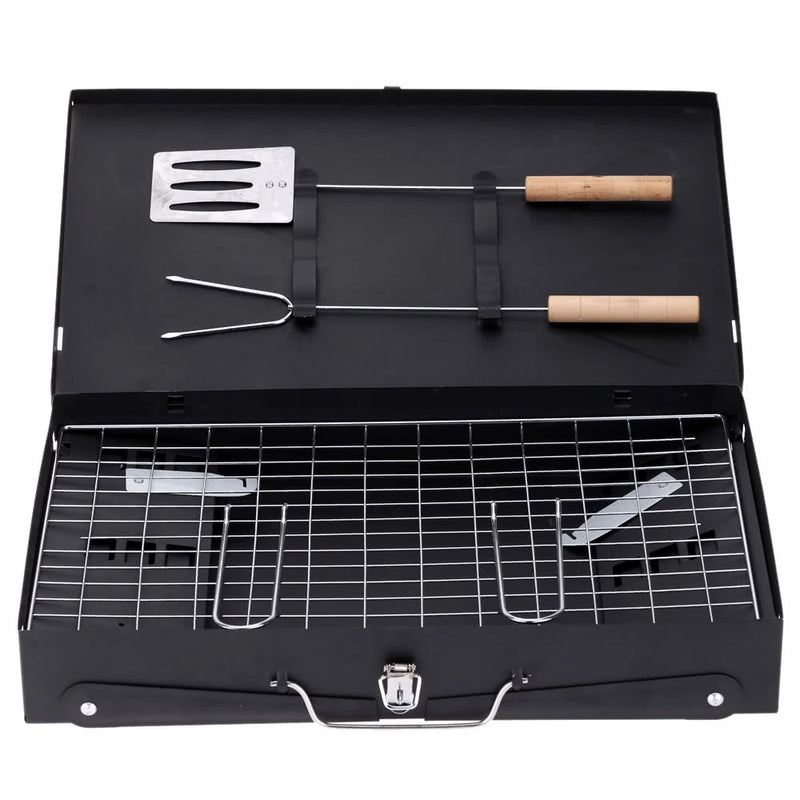 idrop HZA 14 Compact & Portable Outdoor BBQ Grill Mesh Barbecue Suitcase [ FREE Fork & Spatula ]