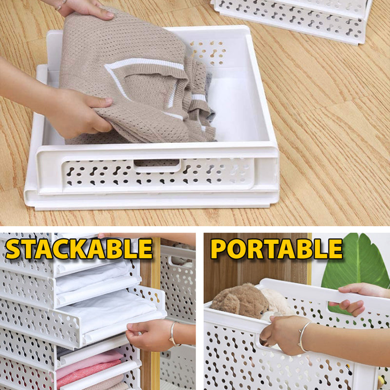 idrop Wardrobe Plastic Stackable Storage Box / Rak Kotak Penyimpanan / 衣柜塑料收纳筐