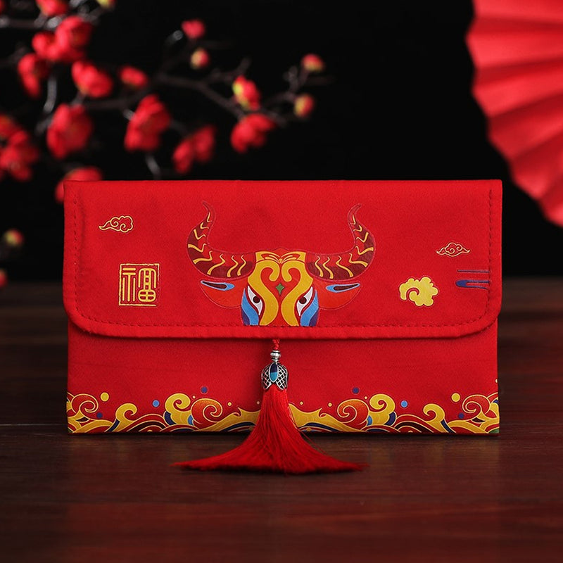 idrop [ HORIZONTAL ] CNY Chinese New Year Ang Pao Money Cloth Bag Red Envelope [ 1pc ]