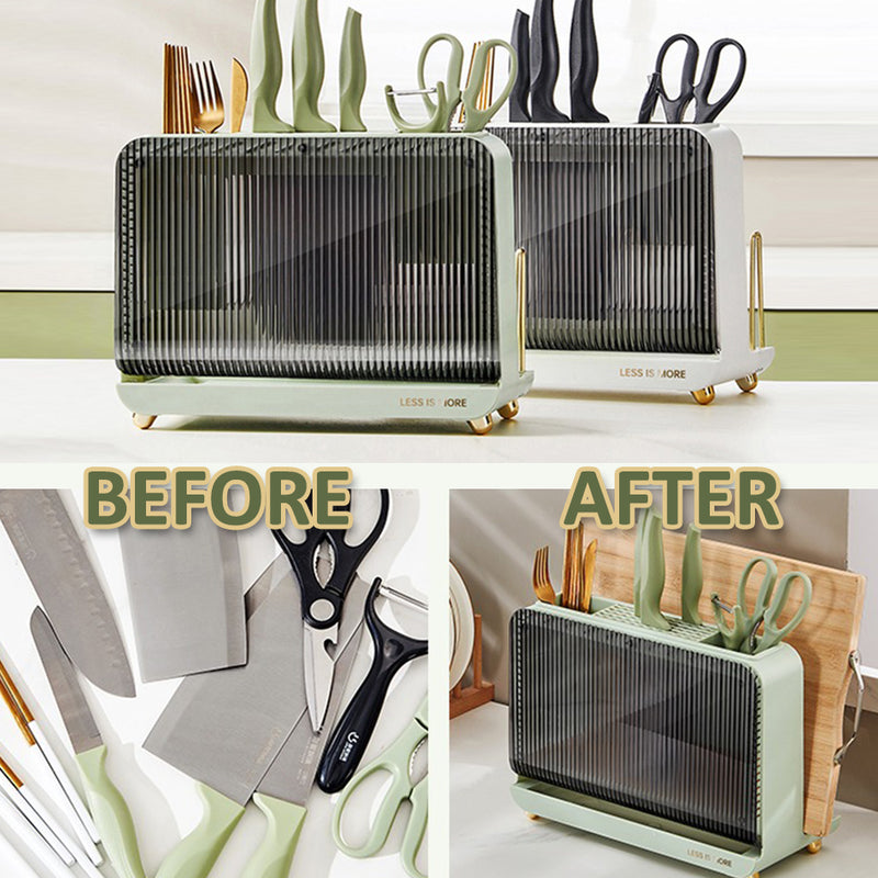 idrop Multifunction Kitchen Countertop Knife Utensil Cutting Board Holder Storage / Kotak Penyimpanan Perkakas Dapur / 新款多功能置刀架