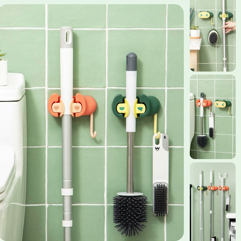 idrop Wall Mounted Mop & Sweeper Holder / Pemegang Mop & Penyapu  /卡通贴粘钩拖把架