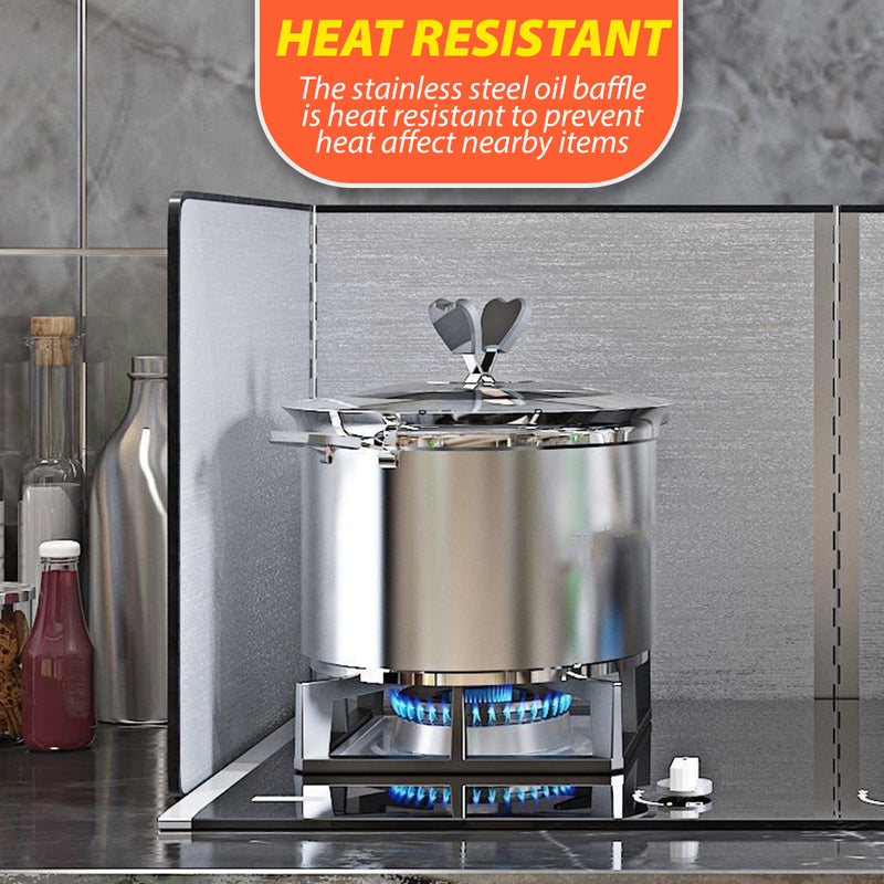 idrop Kitchen Stainless Steel Heat Resistant Oil Baffle / Penghadang Minyak Dapur / 大号厨房炒菜隔油板