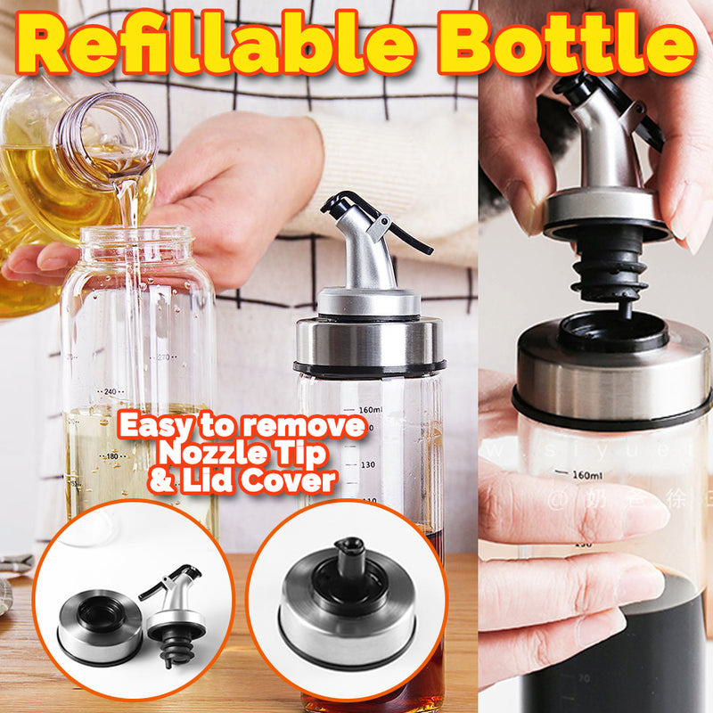 idrop 500ml Oil & Seasoning Sauce Glass Bottle Dispenser [ 1pc ]