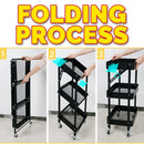 idrop 3 LAYER Foldable Portable Space Saving Kitchen Storage Tray Trolley Shelf