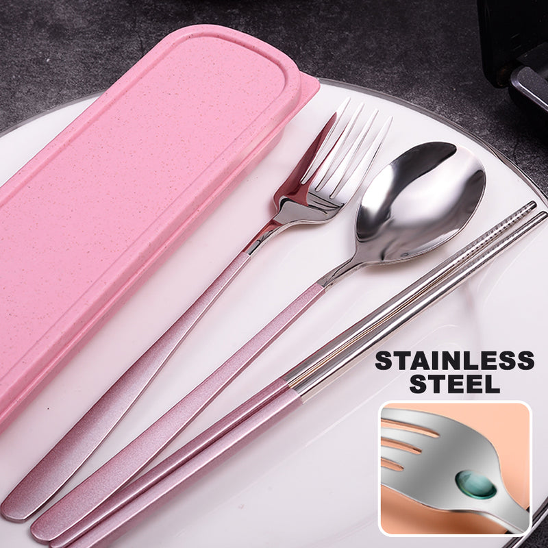 idrop Kitchen Stainless Steel Spoon Fork Chopsticks + Portable Box Set