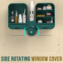 idrop Wall Mounted Cosmetic Storage Cabinet Drawers with Transparent Side Rotating Window