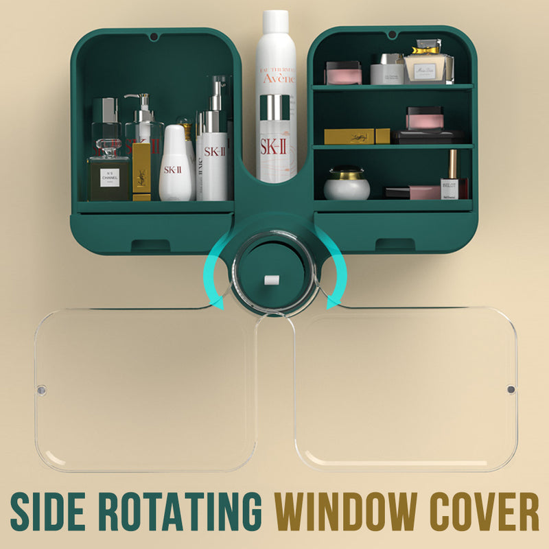 idrop Wall Mounted Cosmetic Storage Cabinet Drawers with Transparent Side Rotating Window