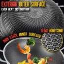 idrop 38CM Honeycomb Nonstick Kitchenware Cookware Cooking Wok Pot + Lid Cover