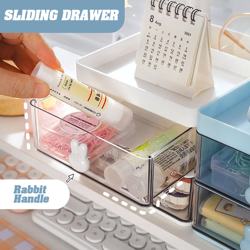 idrop [ 2 LAYER ] Desktop Table Drawer Storage Box for Stationary and Makeup / Kotak Meja Rak Penyimpanan Untuk Alat Tulis & Alat Solek / 塑料双层抽屉桌面收纳格