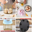 idrop Ceramic Chicken Egg Storage Wire Basket / Ayam Seramik Bekas Penyimpanan Telur / 陶瓷红鸡冠配金色直筒网篮