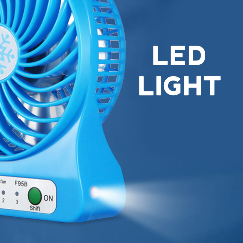 idrop Portable Electric USB Mini Fan LED Light Rechargeable Battery