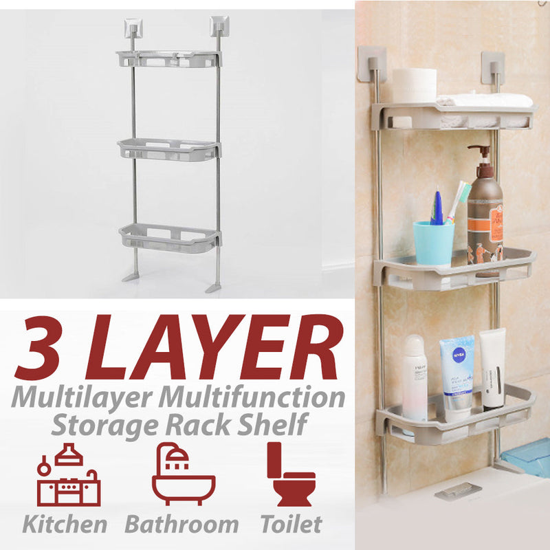 idrop [ 3 LAYER ] Multilayer Bathroom Toilet Toiletry Storage Shelf Rack