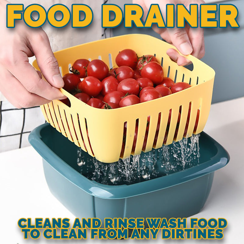 idrop Kitchen Lunch Box Storage + Drainer Wash Basket Food Container