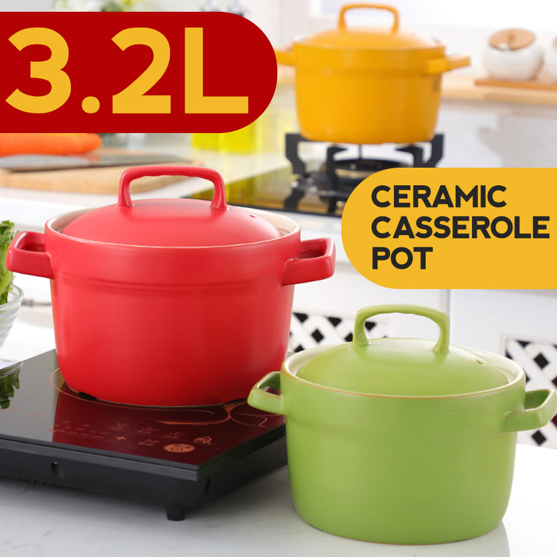 idrop [ 1.1L / 3.2L ] Ceramic Casserole Cooking Pot Bowl