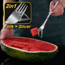 idrop [ 2 IN 1 ] Watermelon Dicing Cutter Fork Stainless Steel SUS304 / Garpu Pemotong Tembikai Keluli Tahan Karat / 304切瓜神器(西瓜果切叉)(幸福)