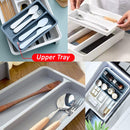 idrop [ 2 LAYER ] Drawer Storage Box Organizer with Multi Compartment / Kotak Penyimpanan Perkakas Dapur / 塑料2层匙叉筷篮 [ 24*31*6.5CM ]