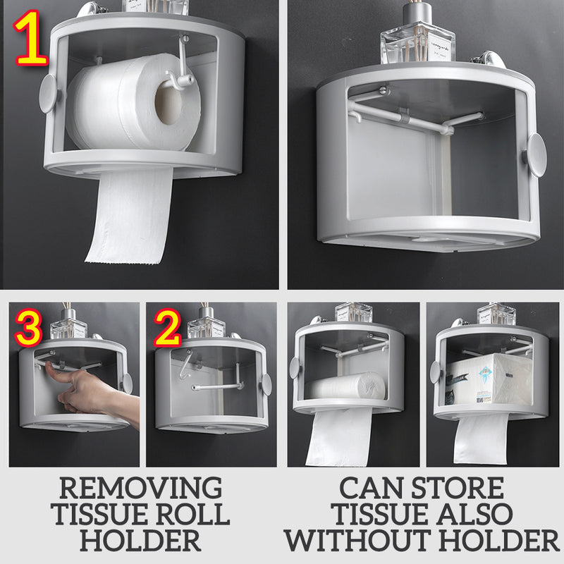 idrop Wall Mounted Household Toiletry Storage Shelf Rack with Toilet Roll Holder