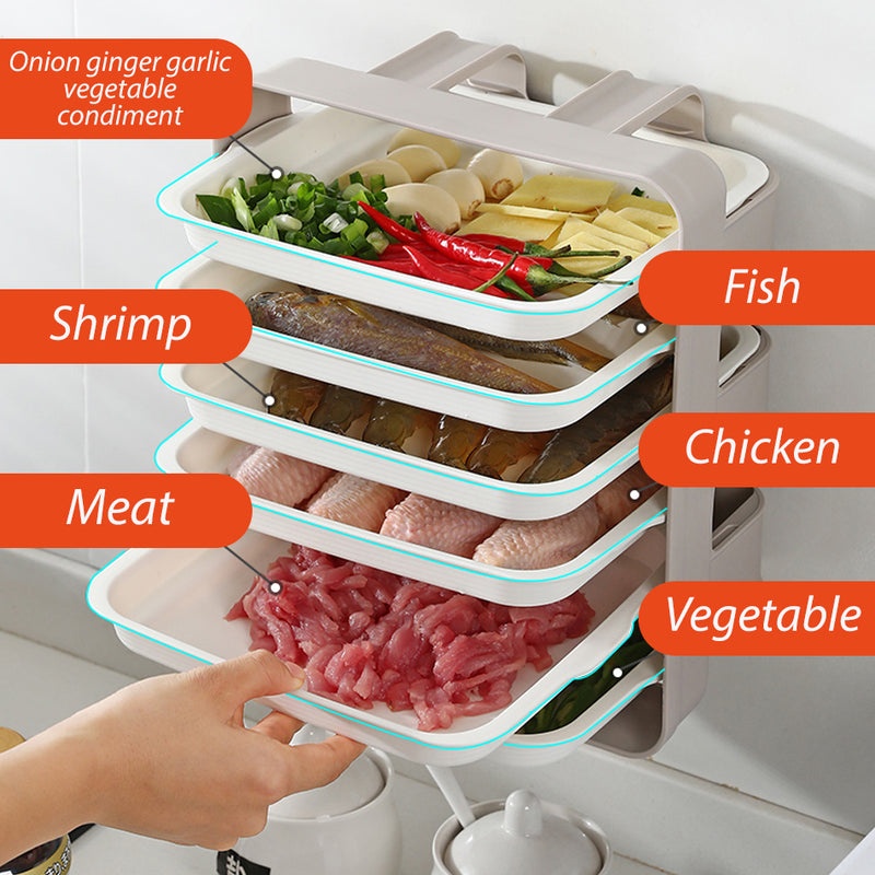 idrop [ 6 LAYER ] Wall Mounted Kitchen Food Cooking Preparation Tray Drawer