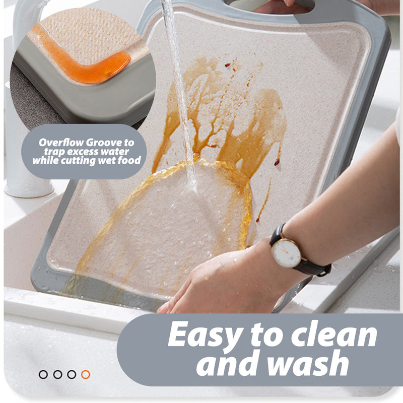 idrop [ DOUBLE SIDE ] Kitchen Cutting Board Ebony Wood & Natural Wheat Plastic / Papan Potong Dapur Dua Belah Kayu & Plastik Gandum / 双面菜板乌檀木加小麦梗