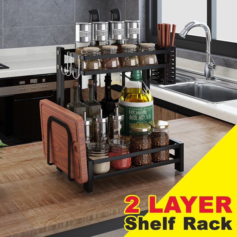idrop [ 2 Layer / 3 Layer ] Stainless Steel Kitchen Countertop Storage Shelf rack