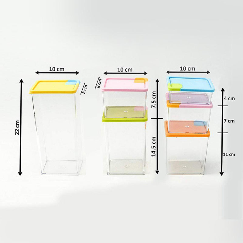 idrop COMBO 6 Pcs Stackable Spice & Food Storage Box Container + FREE 5 GOLD Kitchen Knife & Cutting set