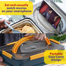 idrop Portable Leakproof Food Eating Lunchbox with Heat Insulation Inner Stainless Steel 4 Compartment Food Plate [ FREE SPOON & FORK ]