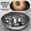 idrop [ 34CM ] Honeycomb Nonstick SUS316 Stainless Steel Cooking Wok with Glass Lid Cover / Kuali Memasak Keluli Tahan Karat / (内外蜂窝)(玻璃盖)34CM不粘炒锅(全印 316)