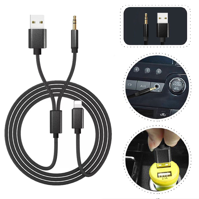 idrop iP 3.5mm Aux Audio Cable & Charging Cable Compatible with Apple Smartphone [ USB Power Connector ]