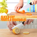 idrop [ 6pcs ] Kitchen Knife Set with Wooden Cutting Chopping Board / Set Pisau Dapur Memasak dan Papan Potong / 小号木菜板套装双面吸 (19*28CM)(菜板+3PCS 厨师刀+剪刀+果刀 )