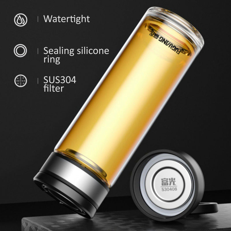 idrop [ 800ml ] Premium High Grade Glass Drinking Flask Bottle With SUS304 Stainless Filter / Botol Minuman Kaca Gred Tinggi Dengan Penapis Keluli Tahan Karat / 茶杯男款玻璃高档防摔双层防烫男士水杯新款分离式泡茶杯高端