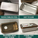 idrop [ 3PCS SET ] SUS316 Stainless Steel Lunch Box [ 600ml / 1200ml / 2000ml ] Rectangular Bento with Sealed Lid Cover / Bekas Makanan Keluli Tahan Karat 3 Set / 日式扁长形316不锈钢保鲜盒三件套(2000/1200/600ML)