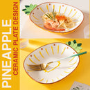 idrop Pineapple Ceramic Dish Plate / Pinggan Makan Bentuk Nenas / 陶瓷碟 9^陶瓷菠萝盘24*17*3.5CM
