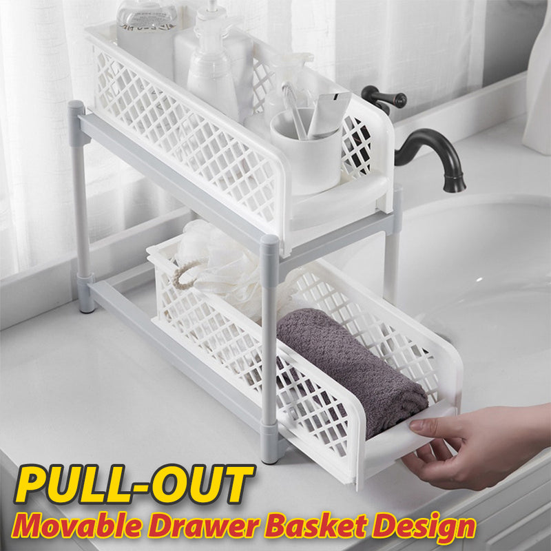 idrop [ 2-TIER ] Portable Multipurpose Pull Out Drawer Basket / Rak Serbaguna 2 Tingkat / 塑料两层抽屉式置物架