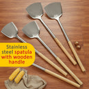 idrop [ 82CM ] Chef Kitchen Long Handle Cooking Spatula Stainless Steel with Wood Handle / Spatula Memasak Dapur Panjang Keluli Tahan Karat & Pemegang Kayu / 木柄铲
